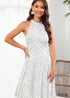 Women's Boho Stand Neck Off Shoulder Sleeveless Dress